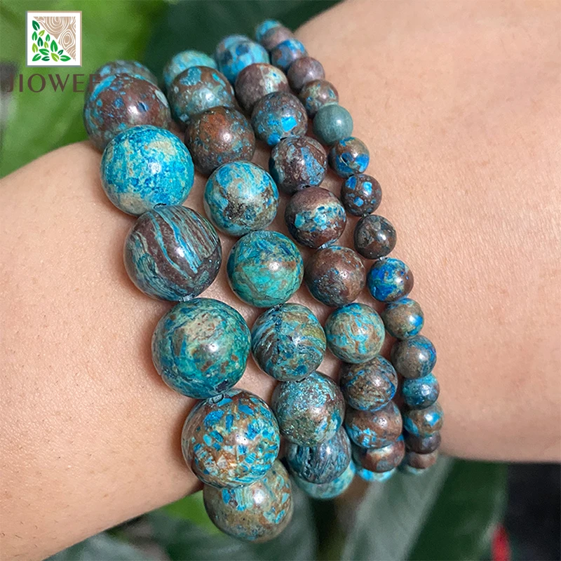 4/6/8/10/12mm Natural Stone Slab Blue Ocean Jaspers Loose Spacer Beads DIY Charms Bracelet Accessories for Jewelry Making 15''