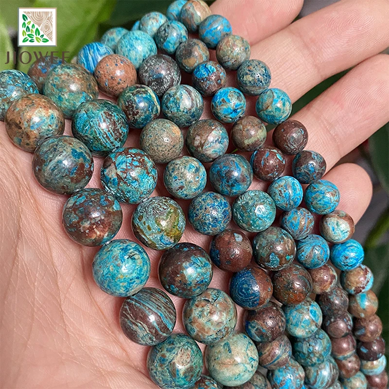 4/6/8/10/12mm Natural Stone Slab Blue Ocean Jaspers Loose Spacer Beads DIY Charms Bracelet Accessories for Jewelry Making 15''
