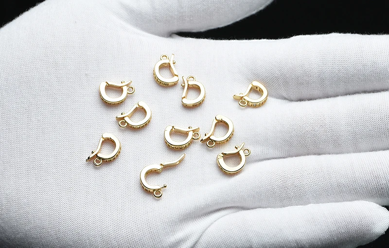 18K Gold Accessories Buckles for Jewelry Bracelet Cubic Zircon Clasps Hooks DIY Woman Jewelry Findings Making