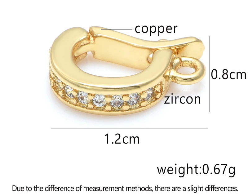18K Gold Accessories Buckles for Jewelry Bracelet Cubic Zircon Clasps Hooks DIY Woman Jewelry Findings Making