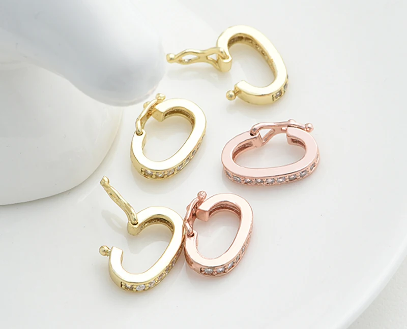 18K Gold Accessories Buckles for Jewelry Bracelet Cubic Zircon Clasps Hooks DIY Woman Jewelry Findings Making