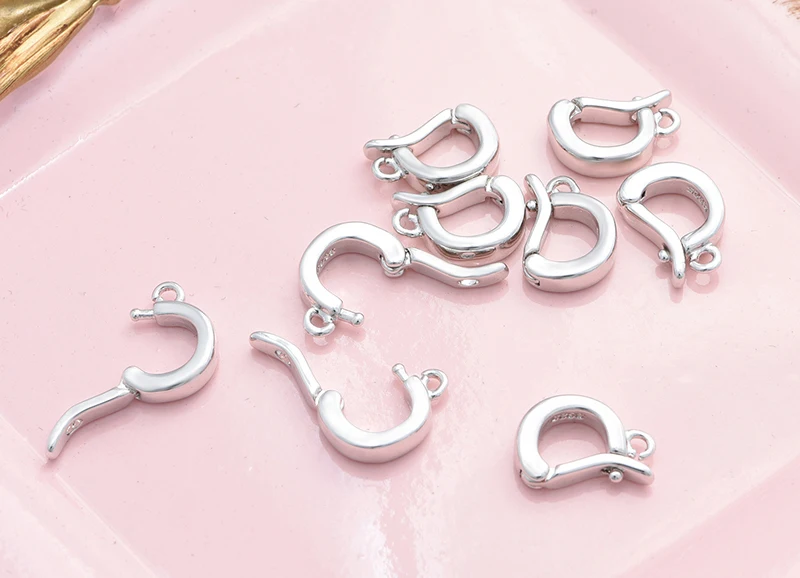 18K Gold Accessories Buckles for Jewelry Bracelet Cubic Zircon Clasps Hooks DIY Woman Jewelry Findings Making