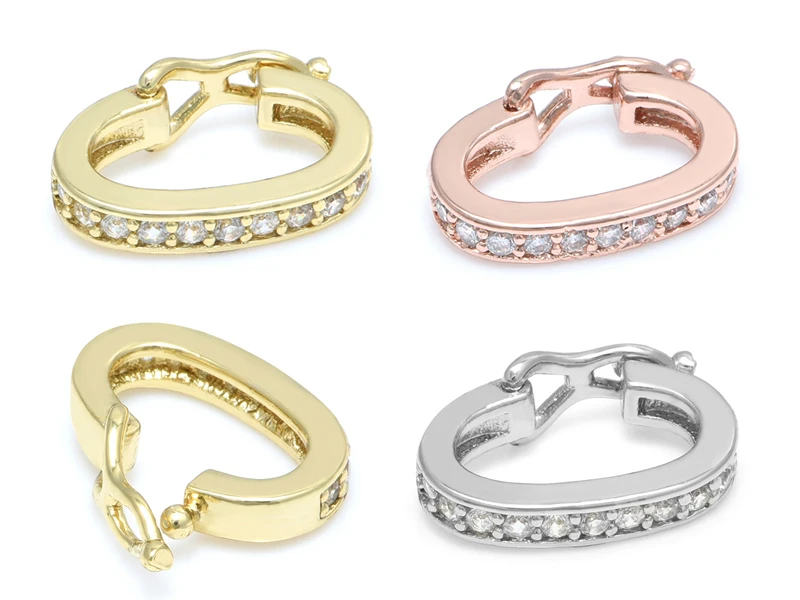 18K Gold Accessories Buckles for Jewelry Bracelet Cubic Zircon Clasps Hooks DIY Woman Jewelry Findings Making