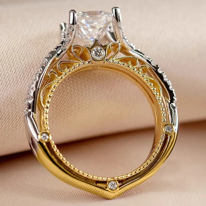 Vintage Diamond 18K White Gold Ring Gemstone Wedding Ring for Women Pure Topaz Bague Anel Jewelry Anillos De Bizuteria Gemstone