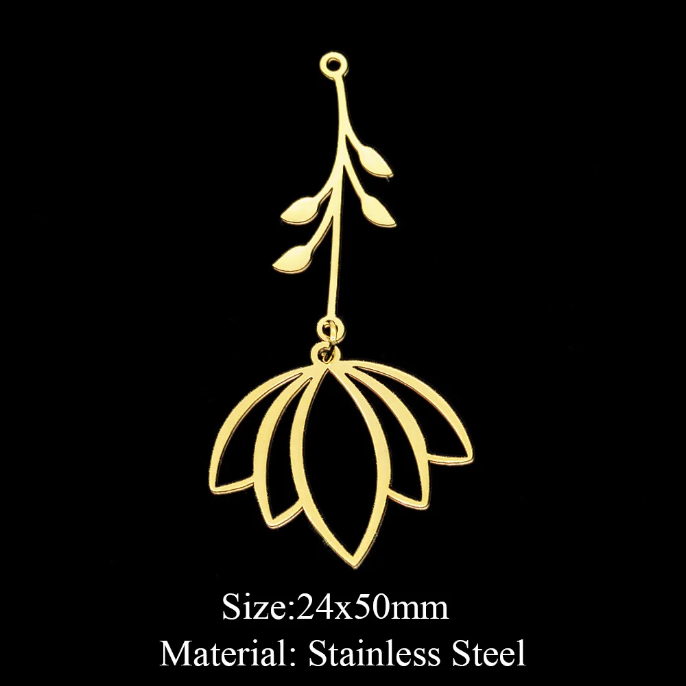 10pcs 316 Stainless Steel Sunflower Lotus Charm Pendants for DIY Jewelry Making Flower Tassel Charms Wholesale Necklaces Accesso