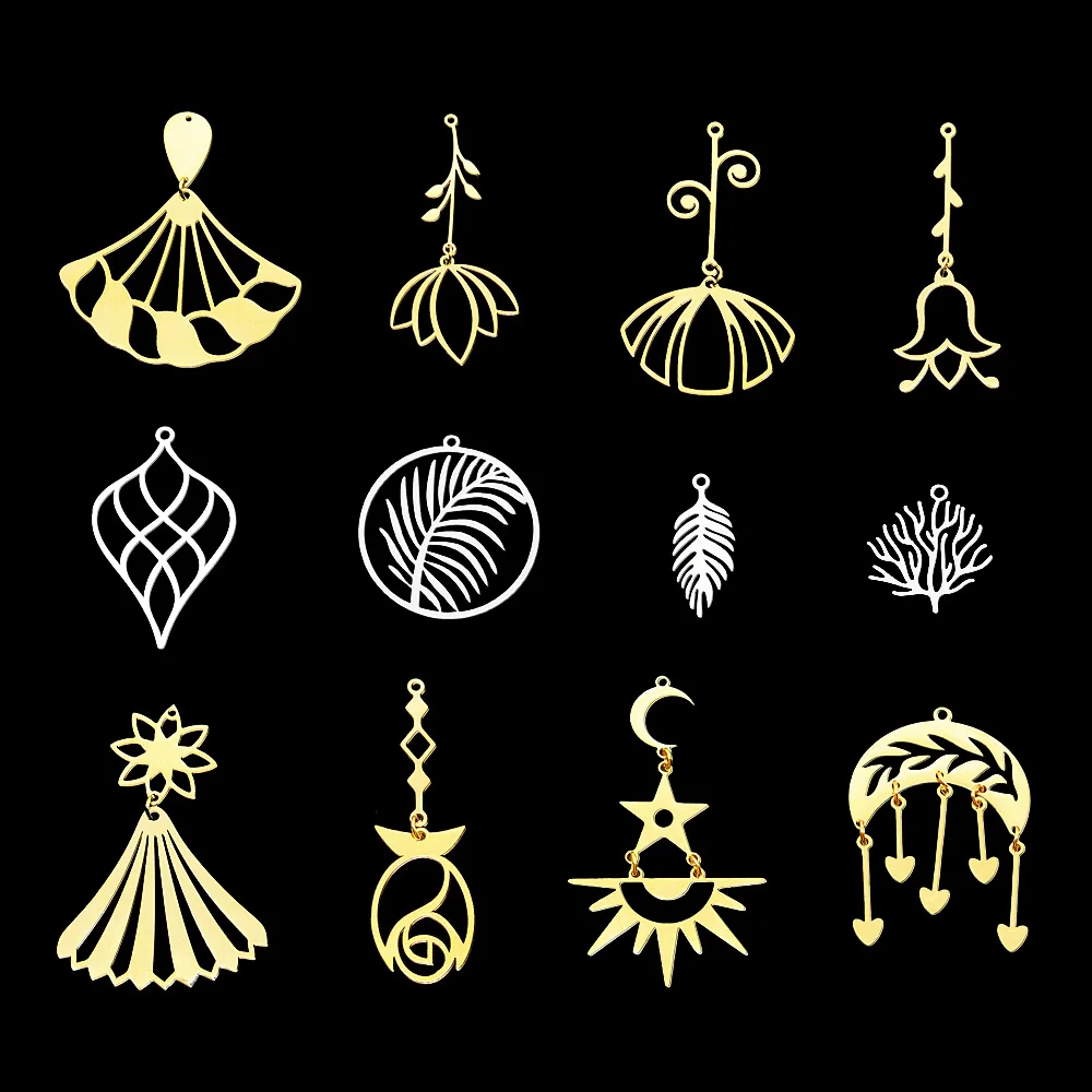 10pcs 316 Stainless Steel Sunflower Lotus Charm Pendants for DIY Jewelry Making Flower Tassel Charms Wholesale Necklaces Accesso