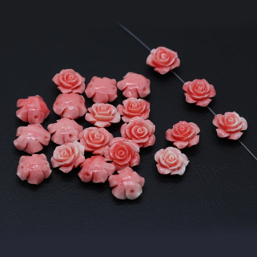 10pcs Fashion Jewelry Coral Beads Carved Flower Loose Beads for Charms Women's DIY Earring Necklace Bracelet Making Jewelry Gift