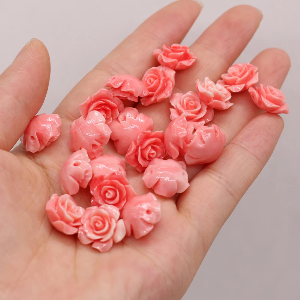10pcs Fashion Jewelry Coral Beads Carved Flower Loose Beads for Charms Women's DIY Earring Necklace Bracelet Making Jewelry Gift