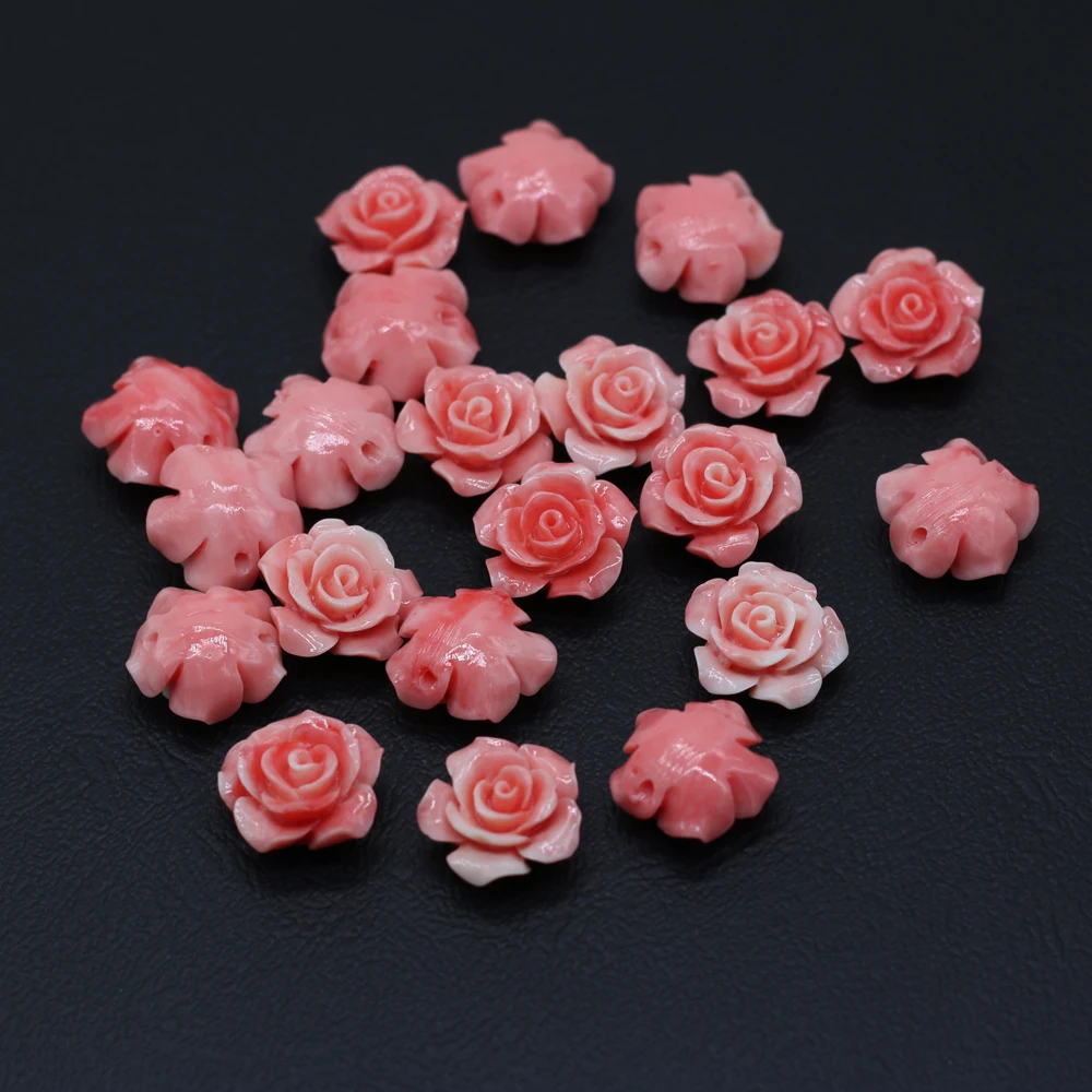 10pcs Fashion Jewelry Coral Beads Carved Flower Loose Beads for Charms Women's DIY Earring Necklace Bracelet Making Jewelry Gift