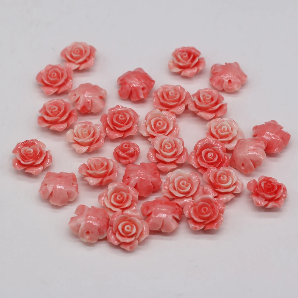 10pcs Fashion Jewelry Coral Beads Carved Flower Loose Beads for Charms Women's DIY Earring Necklace Bracelet Making Jewelry Gift