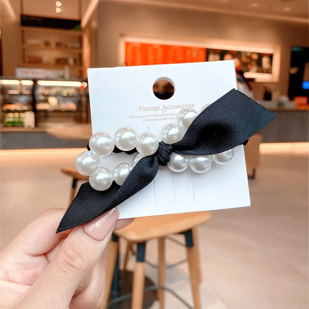 Woman Big Pearl Hair Ties Fashion Korean Style Hairband Scrunchies Girls Ponytail Holders Rubber Band Hair Accessories
