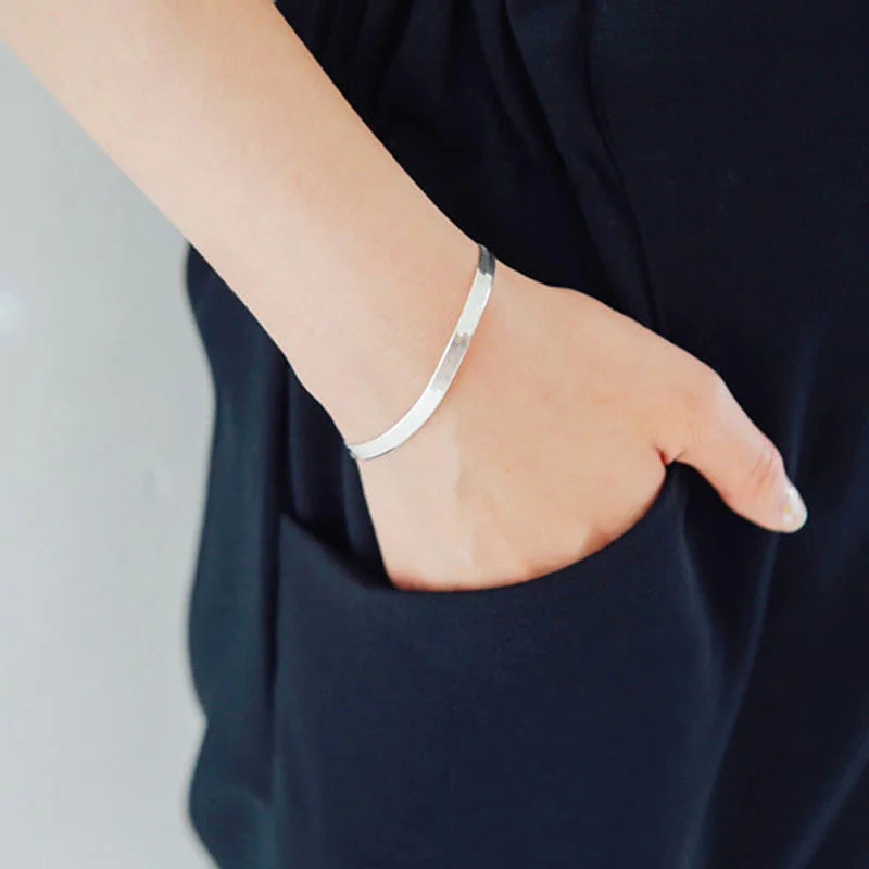 Ins Style 925 Sterling Silver Bracelet 4mm20cm Blade Snake Bone Bracelet For Men & Women Jewelry Gifts