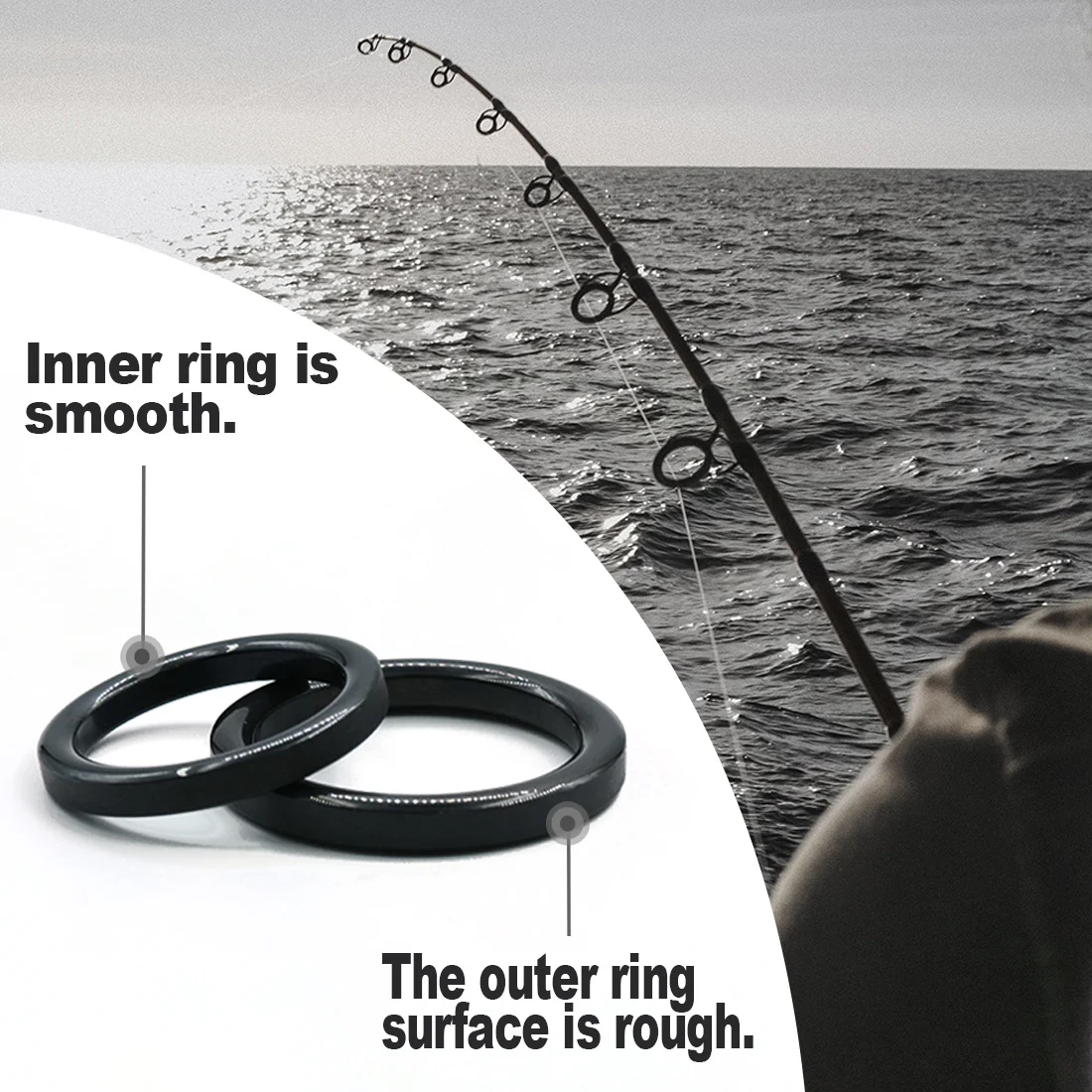 Fishing Rod Guides Ring 10Pcs~100Pcs Wear Resistant Ceramic Guide Ring Rod Repair Replacement Kit Alconite Ring Black 6mm~47.3mm