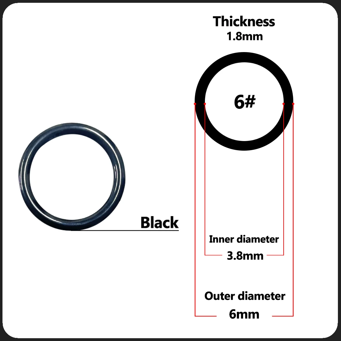 Fishing Rod Guides Ring 10Pcs~100Pcs Wear Resistant Ceramic Guide Ring Rod Repair Replacement Kit Alconite Ring Black 6mm~47.3mm