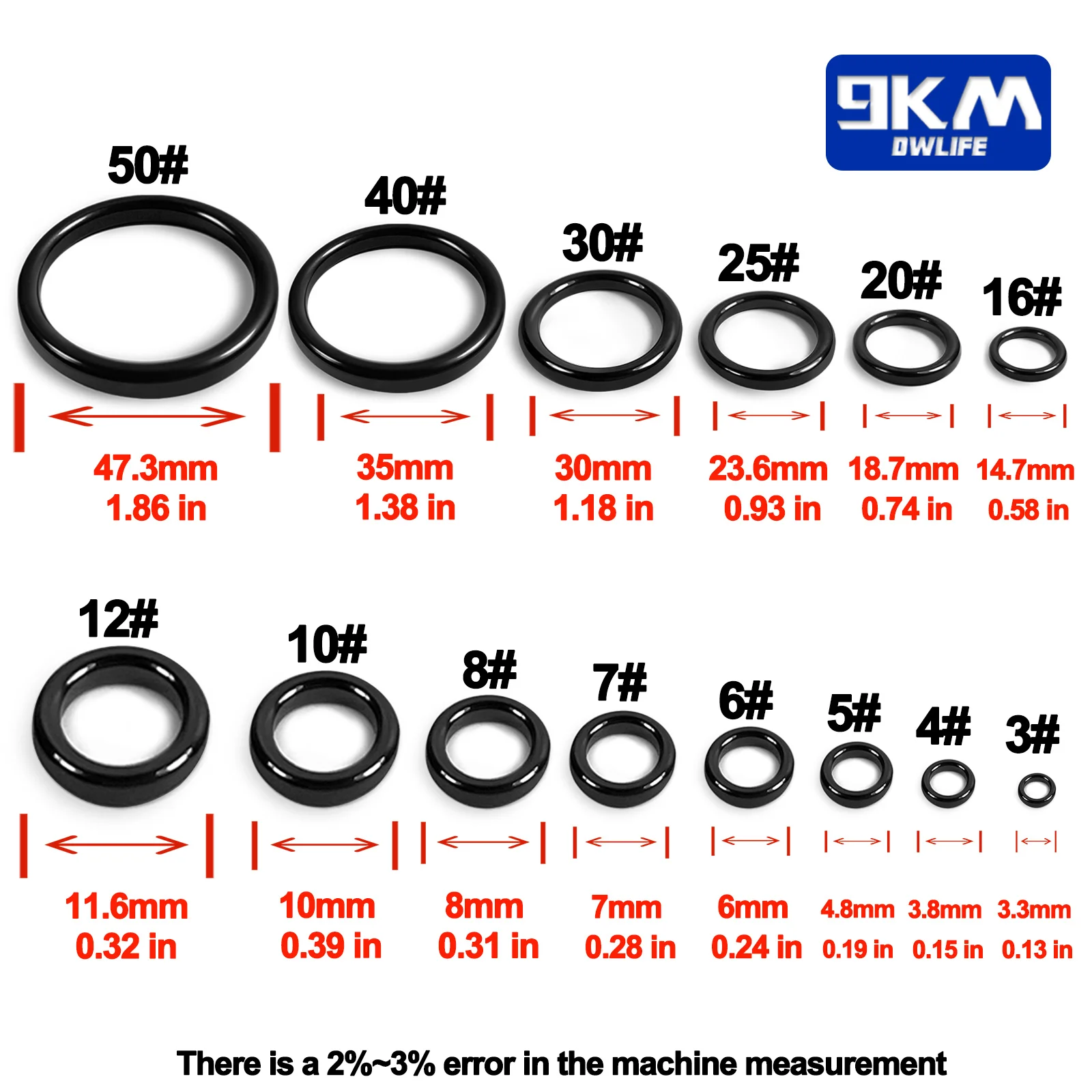 Fishing Rod Guides Ring 10Pcs~100Pcs Wear Resistant Ceramic Guide Ring Rod Repair Replacement Kit Alconite Ring Black 6mm~47.3mm