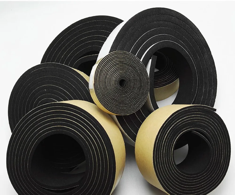 EPDM Neoprene Self-adhesive Tape Insulation Gasket Door Window Seals Cushion 2 5mm 10mm x 10 15 20 25mm 30mm 40mm 50mm 2m Black