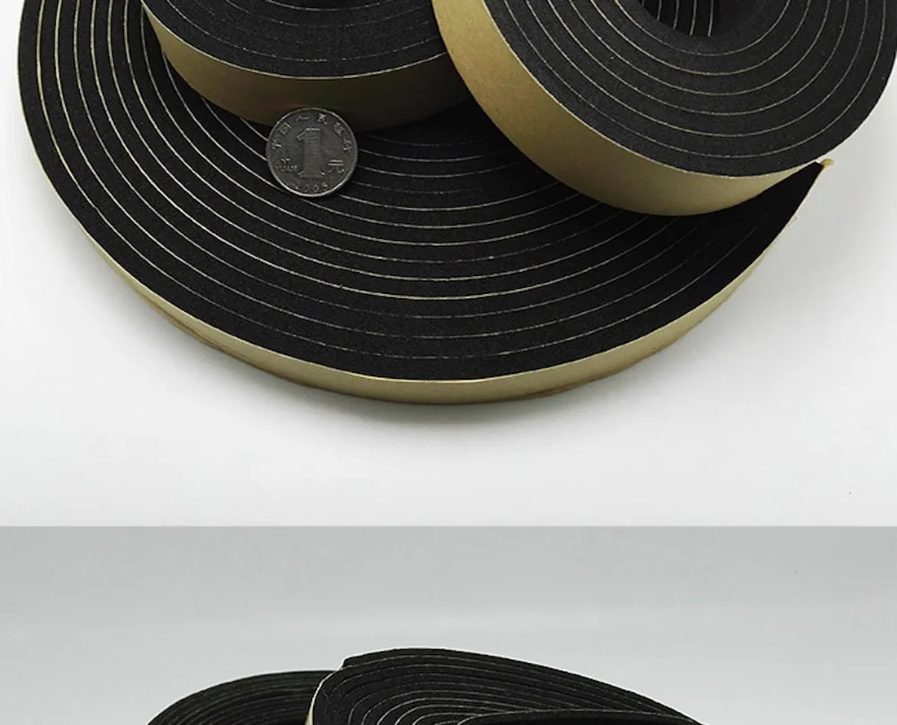 EPDM Neoprene Self-adhesive Tape Insulation Gasket Door Window Seals Cushion 2 5mm 10mm x 10 15 20 25mm 30mm 40mm 50mm 2m Black