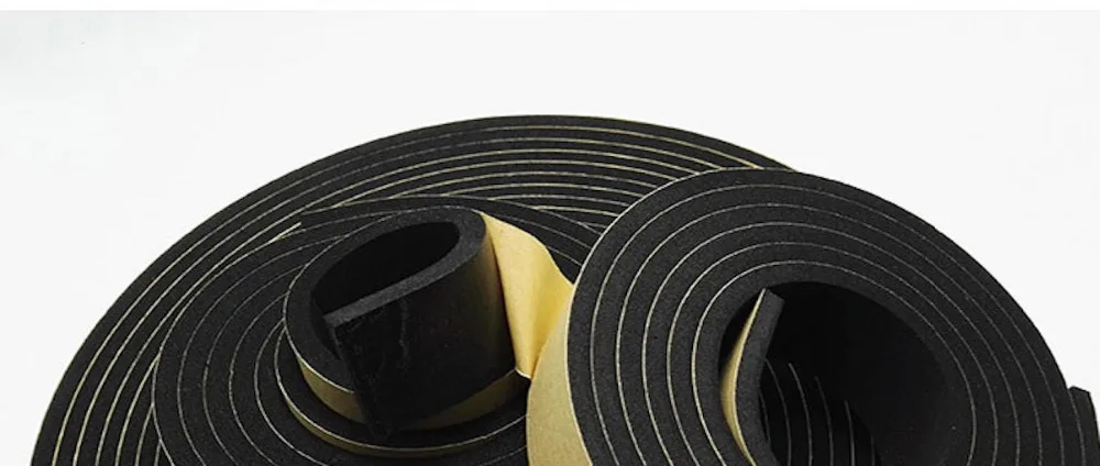 EPDM Neoprene Self-adhesive Tape Insulation Gasket Door Window Seals Cushion 2 5mm 10mm x 10 15 20 25mm 30mm 40mm 50mm 2m Black