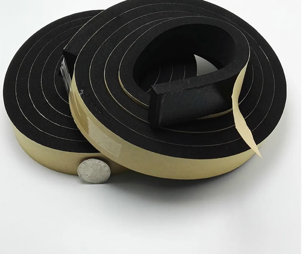 EPDM Neoprene Self-adhesive Tape Insulation Gasket Door Window Seals Cushion 2 5mm 10mm x 10 15 20 25mm 30mm 40mm 50mm 2m Black