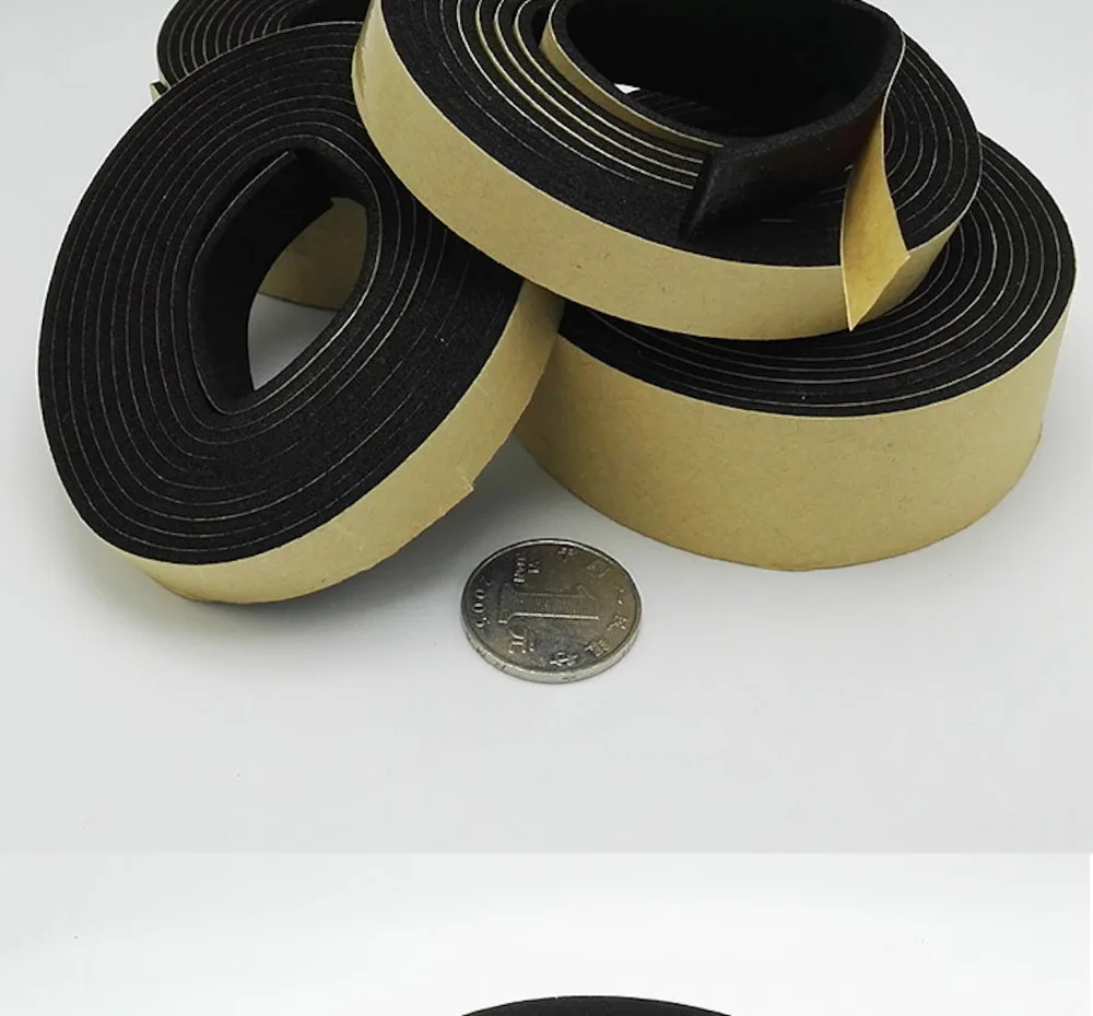 EPDM Neoprene Self-adhesive Tape Insulation Gasket Door Window Seals Cushion 2 5mm 10mm x 10 15 20 25mm 30mm 40mm 50mm 2m Black
