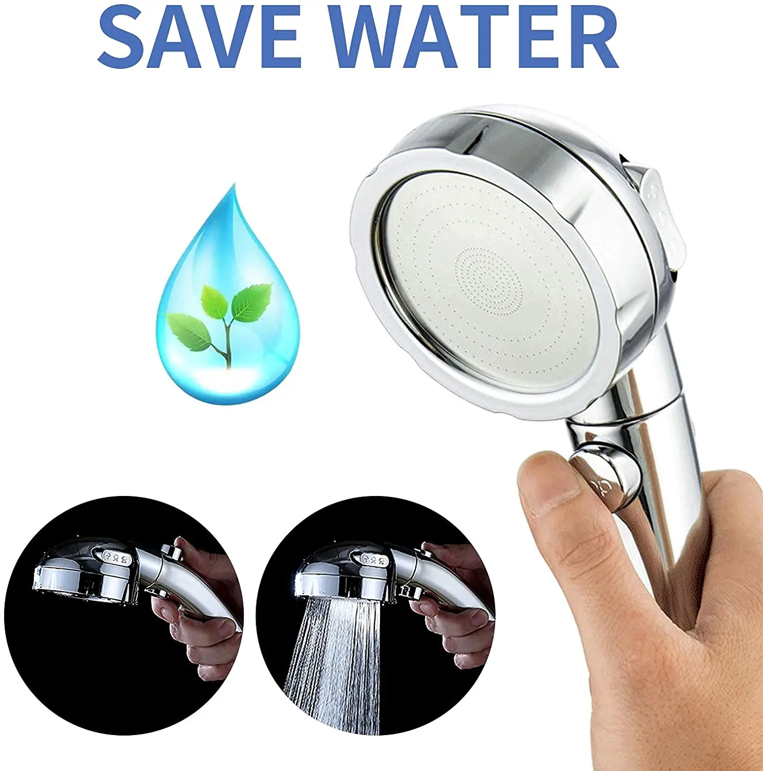 Universal Bath Showerhead High Pressure Rainfall 3 Modes Adjustable Water Saving Luxury Home Hotel Sprayer Bathroom Shower Head