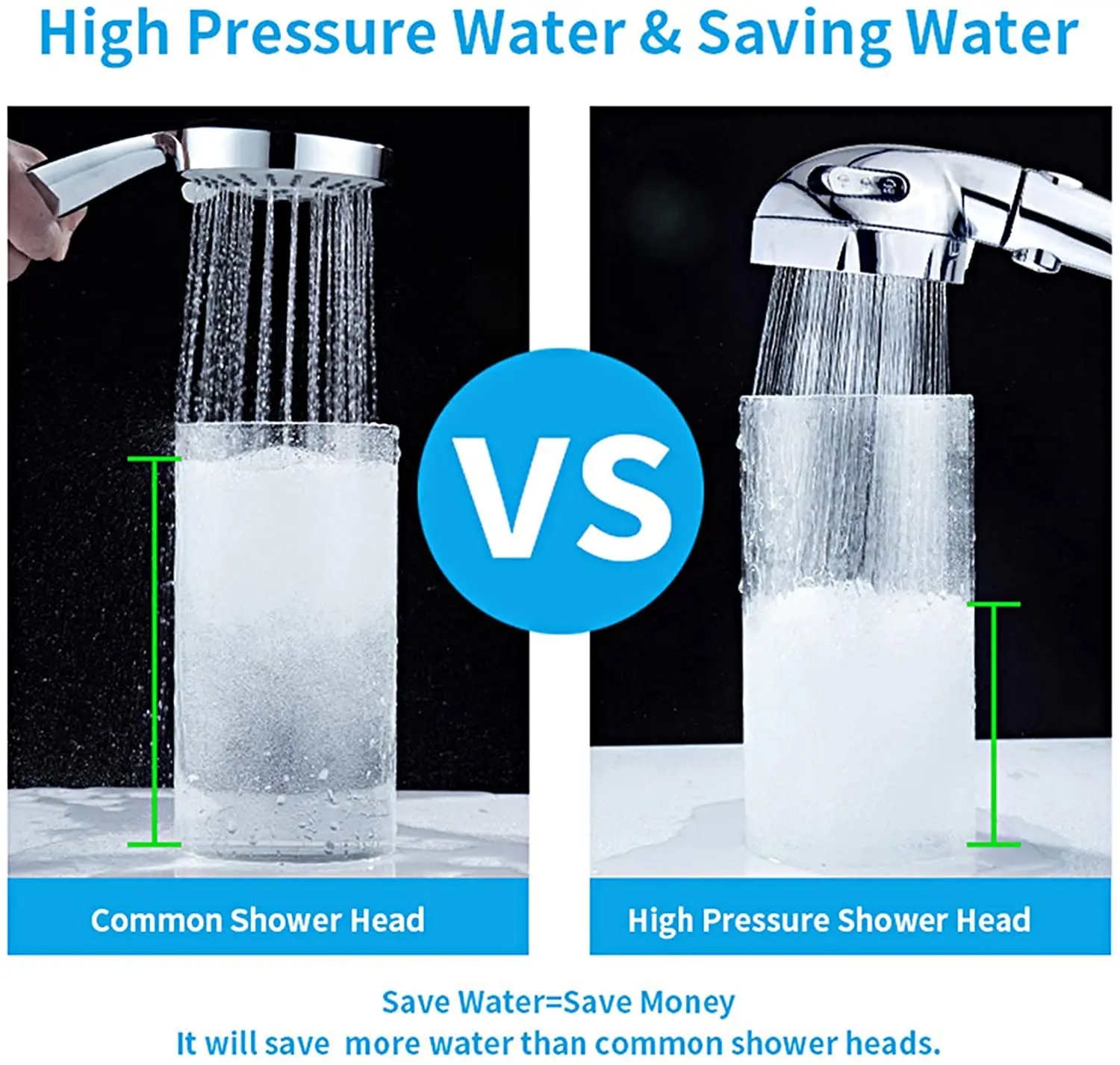 Universal Bath Showerhead High Pressure Rainfall 3 Modes Adjustable Water Saving Luxury Home Hotel Sprayer Bathroom Shower Head