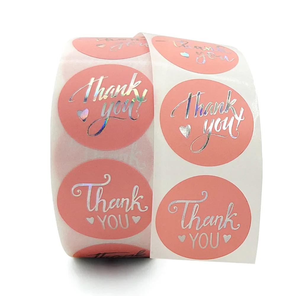 100-500pcs Thank You Wedding Decoration Sticker Hot Laser Rainbow Glitter Waterproof Sticker Birthday Party Gift Sealing Glue