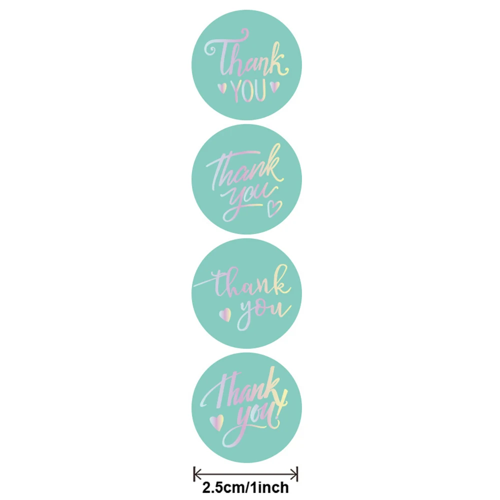 100-500pcs Thank You Wedding Decoration Sticker Hot Laser Rainbow Glitter Waterproof Sticker Birthday Party Gift Sealing Glue