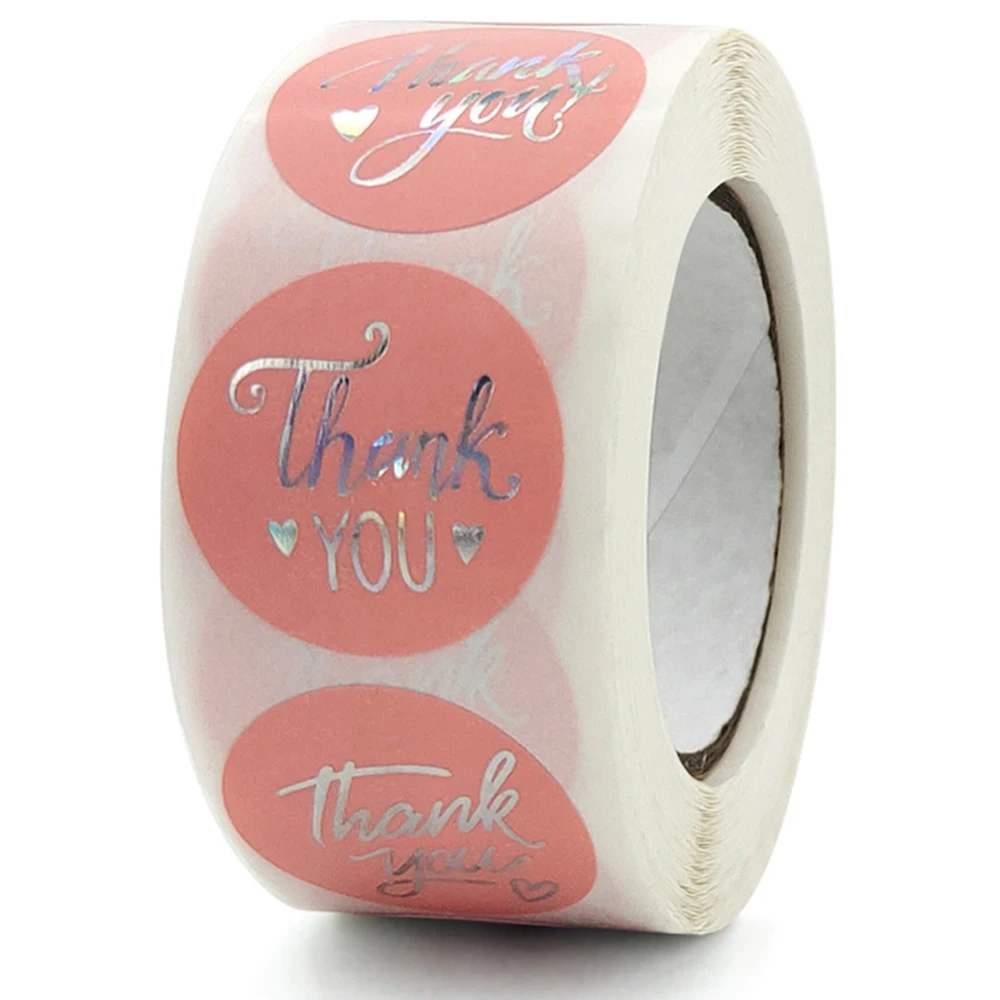 100-500pcs Thank You Wedding Decoration Sticker Hot Laser Rainbow Glitter Waterproof Sticker Birthday Party Gift Sealing Glue