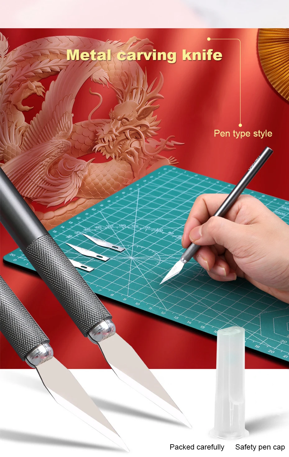 Deli Scalpel Blades Metal Precision Knife Cutter Engraving Craft Knives for Wood Paper Mobile Phone PCB Repair Tool Knives