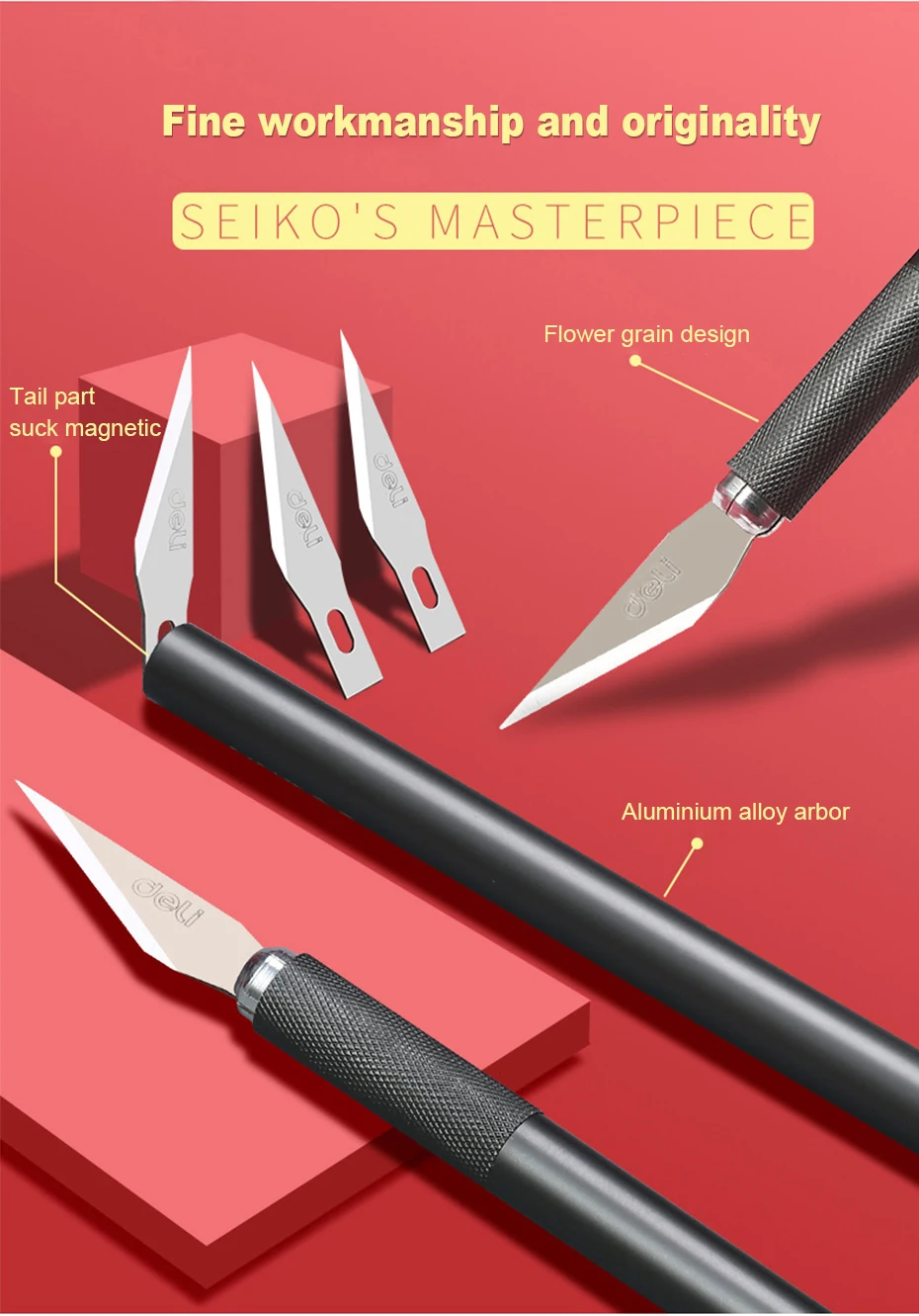 Deli Scalpel Blades Metal Precision Knife Cutter Engraving Craft Knives for Wood Paper Mobile Phone PCB Repair Tool Knives