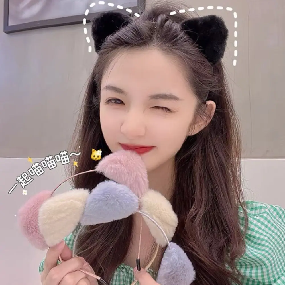 Anime Cosplay Cute Face Wash Plush Cartoon Hair Accessories Hair Hoop Hair Band Cat Ears Headband