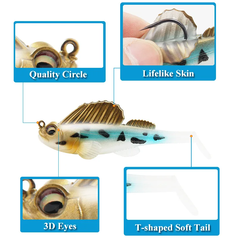 1pcs 14g 8.5cm Fishing Lure Soft Bait Jig Dark Sleeper Swimbaits Soft Lure Fishing Pike Lure bass Shad for Fishing Perch