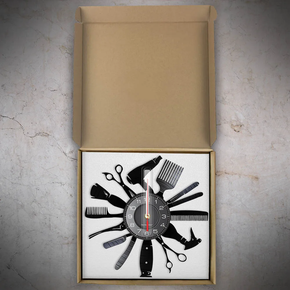 Hairdressing Tools Barber Shop Wall Clock Hair Salon Decor Color Changing Contemporary Hairdressing Watch Gift For Hairdressers