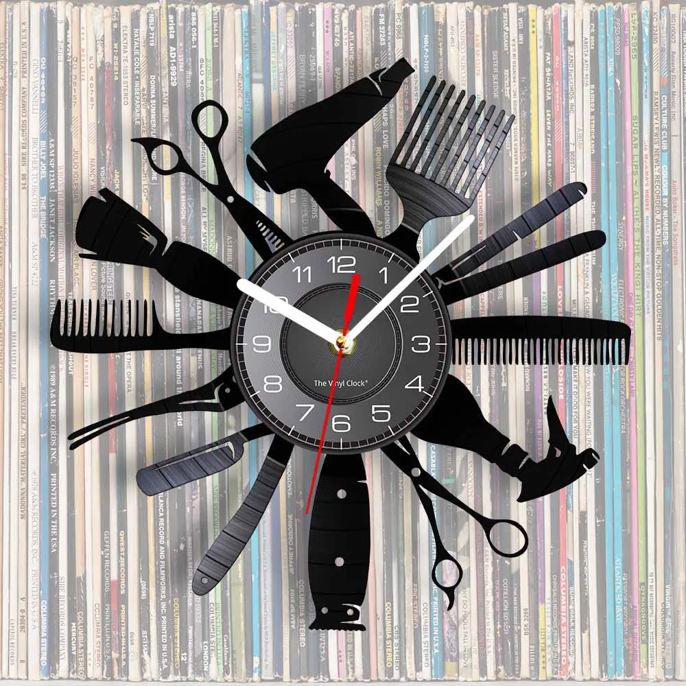 Hairdressing Tools Barber Shop Wall Clock Hair Salon Decor Color Changing Contemporary Hairdressing Watch Gift For Hairdressers