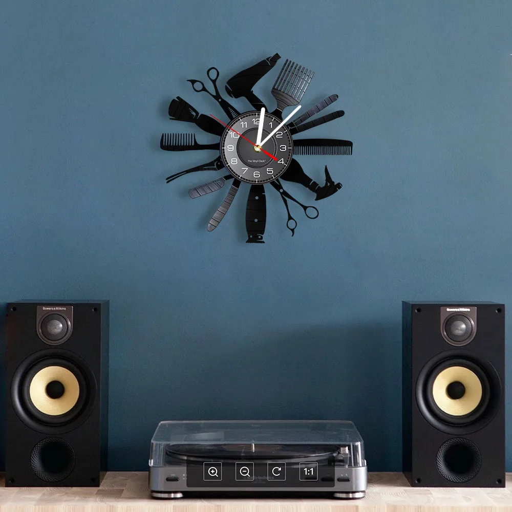 Hairdressing Tools Barber Shop Wall Clock Hair Salon Decor Color Changing Contemporary Hairdressing Watch Gift For Hairdressers