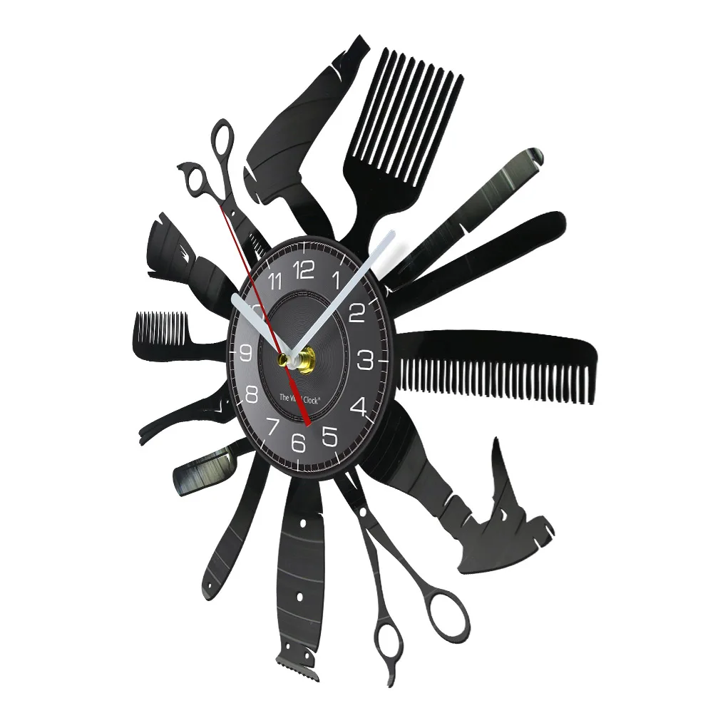 Hairdressing Tools Barber Shop Wall Clock Hair Salon Decor Color Changing Contemporary Hairdressing Watch Gift For Hairdressers