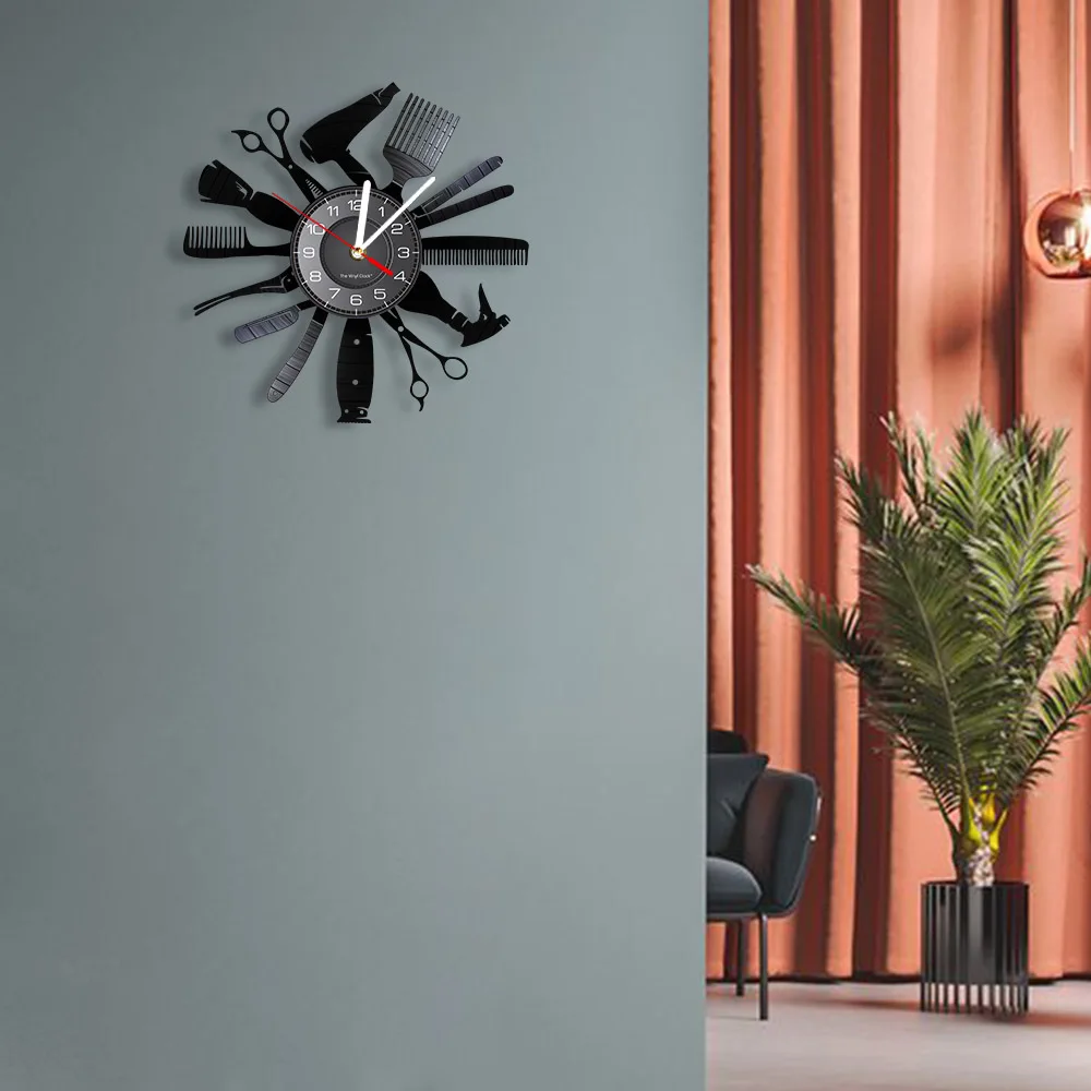 Hairdressing Tools Barber Shop Wall Clock Hair Salon Decor Color Changing Contemporary Hairdressing Watch Gift For Hairdressers