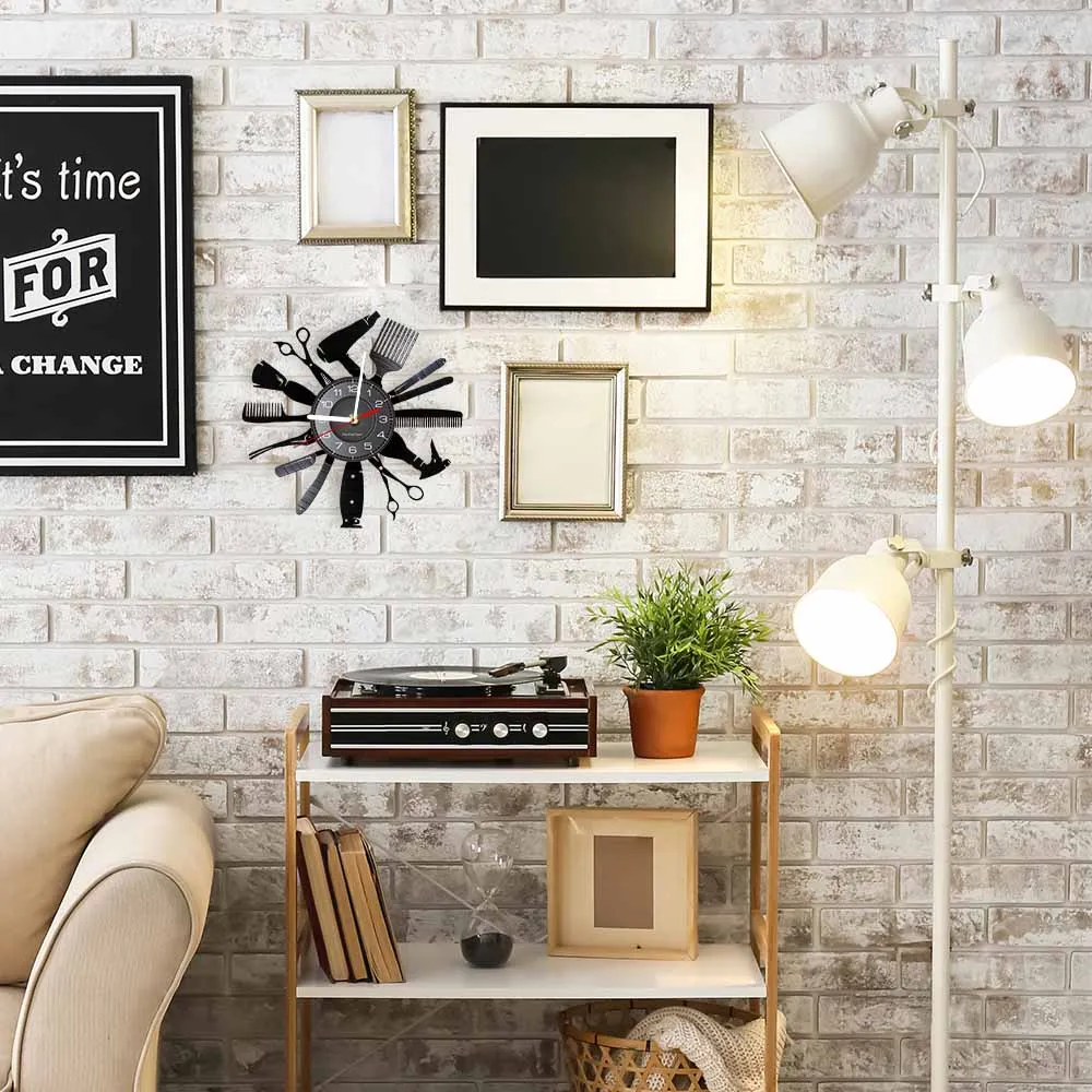 Hairdressing Tools Barber Shop Wall Clock Hair Salon Decor Color Changing Contemporary Hairdressing Watch Gift For Hairdressers