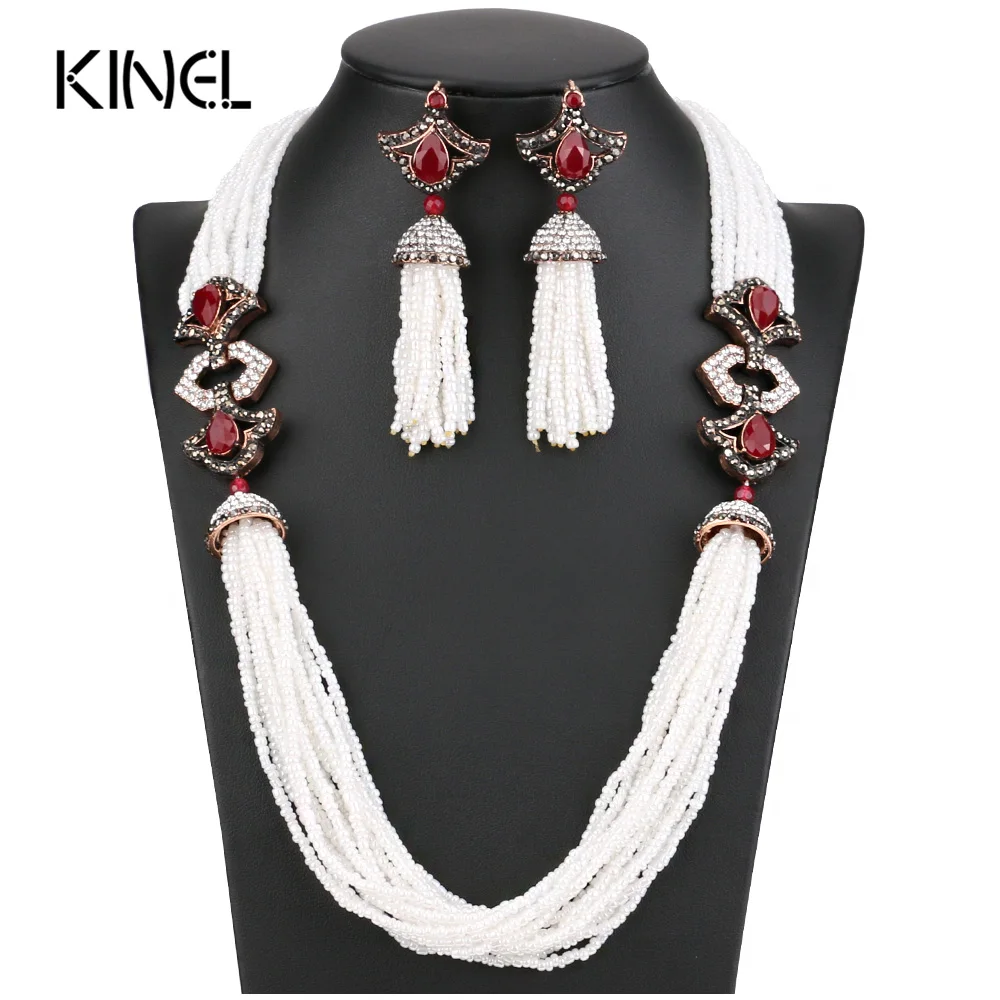 Kinel Luxury 585 Rose Gold Crystal Flower Earrings Ring Sets for Women Natural Zircon Bridal Wedding Vintage Jewelry Sets