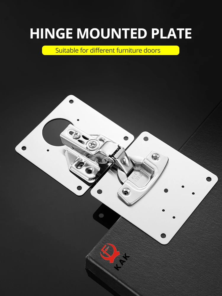 KAK Stainless Steel Cabinet Hinge Repair Plate 1-8 Pack Door Hinge Mounted Plate with Screws Furniture Hardware Accessories