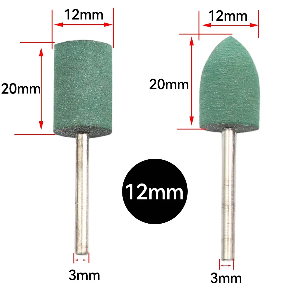 5/10Pcs Rubber Abrasive 3mm Shank Grinding Head for Mold Metal Polishing Dremel Rotary Tools