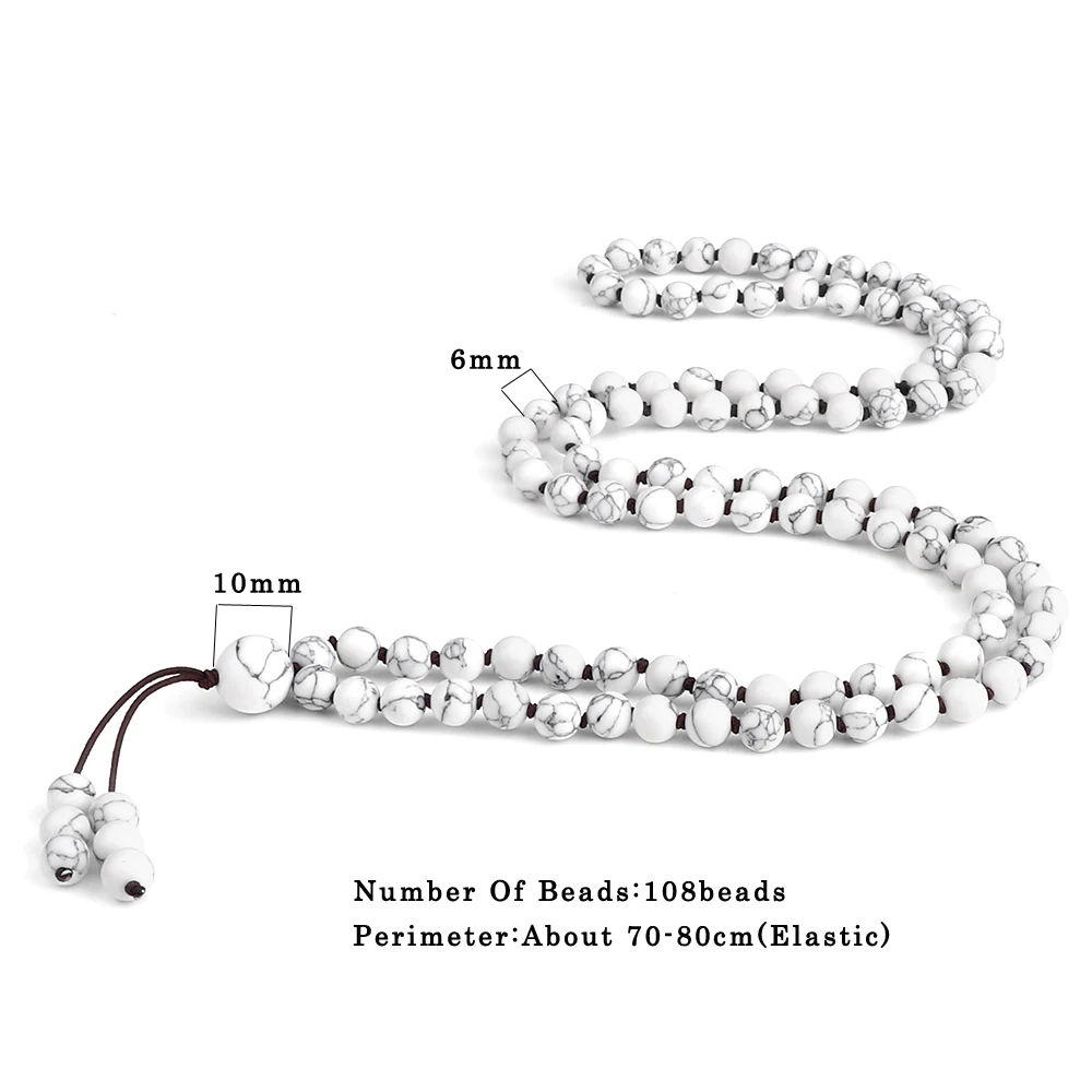 108 Mala Black White Onyx Stone Beads Bracelets & Necklace Men Natural Lava Stone Strech bracelets Women Charm Amazonite Jewelry