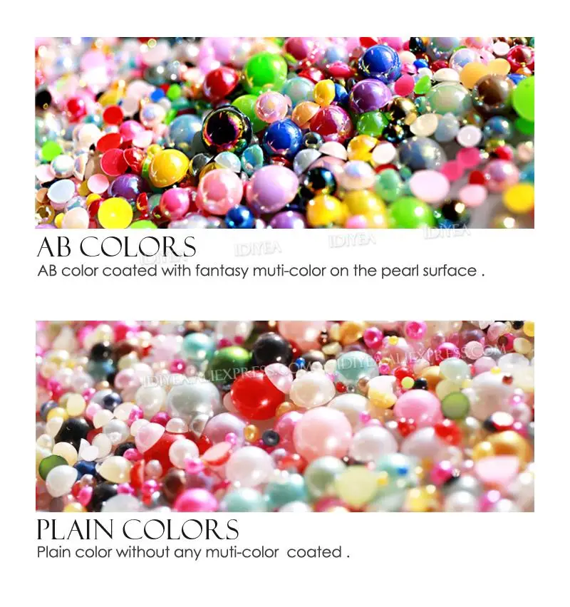 Bulk Wholesale 2-10mm Imitation Pearls Ivory White AB Multi Colors Half Round Flat Back Bead ABS Plastic Glitters DIY Nail Art