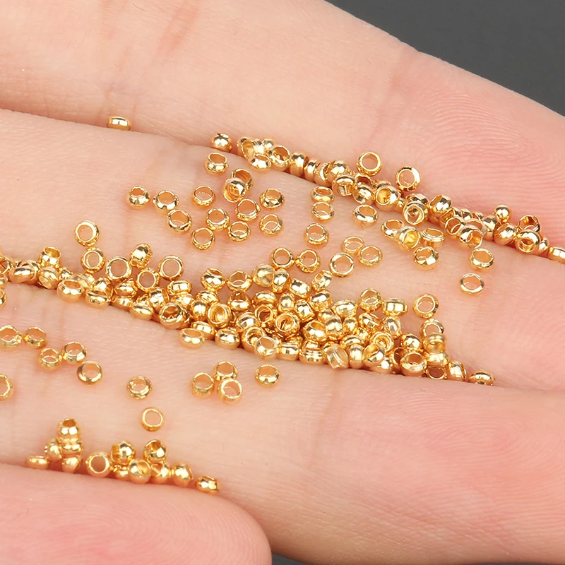 1000pcs Gold Plated Copper Beads Crimp End Beads Stopper Spacer Beads For Bracelet Necklace Jewelry Making Diy Accessories