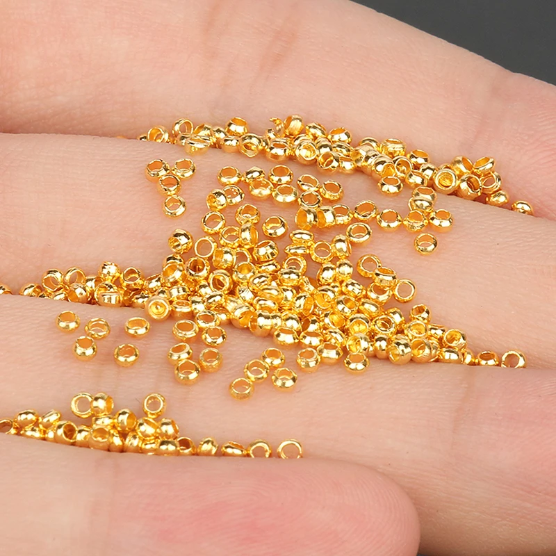 1000pcs Gold Plated Copper Beads Crimp End Beads Stopper Spacer Beads For Bracelet Necklace Jewelry Making Diy Accessories