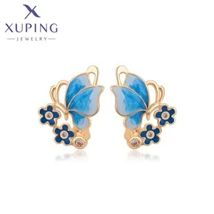 Xuping Jewelry Fashion Hot Sale Square Stone Hoop Earring with Gold Color for Women Party Gift S00145499