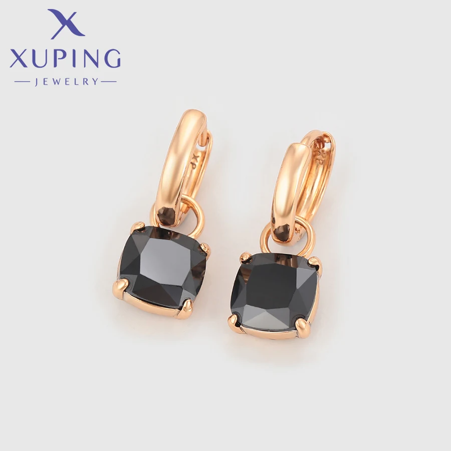 Xuping Jewelry Fashion Hot Sale Square Stone Hoop Earring with Gold Color for Women Party Gift S00145499