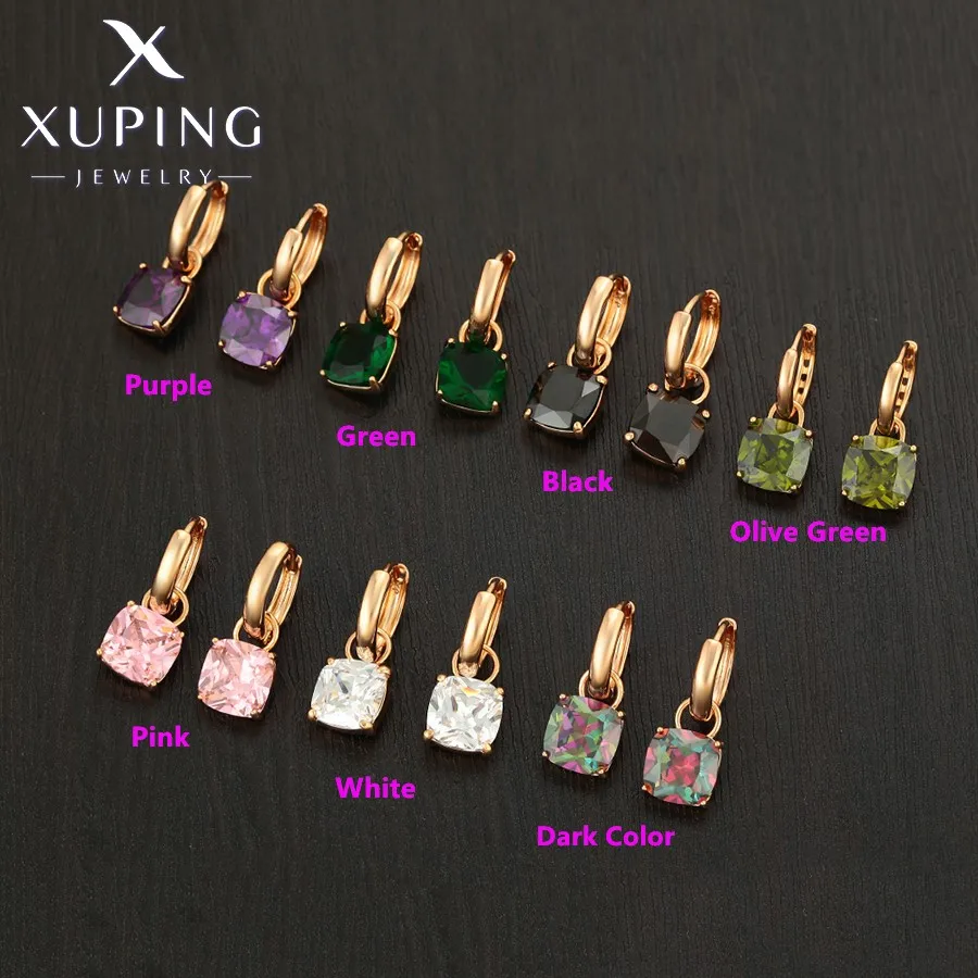 Xuping Jewelry Fashion Hot Sale Square Stone Hoop Earring with Gold Color for Women Party Gift S00145499