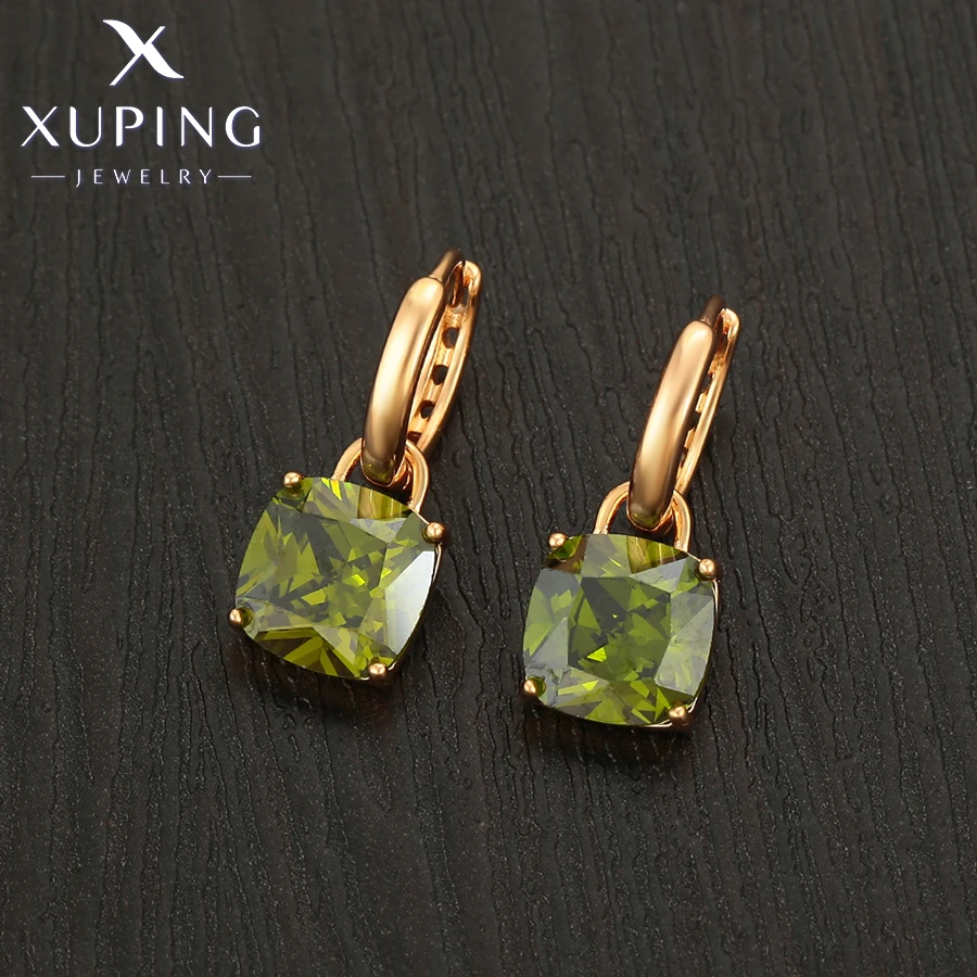 Xuping Jewelry Fashion Hot Sale Square Stone Hoop Earring with Gold Color for Women Party Gift S00145499